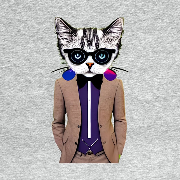 Moody Cat Wearing A Suit by Liesl Weppen